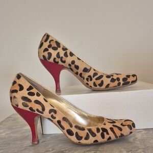 Kenneth Cole Leopard Print Red Heel Women's Shoes, Size 9